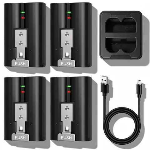 4-Pack Replacement Battery with Charging Station for Ring Video Doorbell 2/3/...