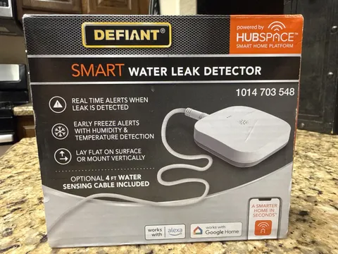 Defiant Smart Water Leak Detector SWLZ20BWB Hubspace 4ft Cable Open Box