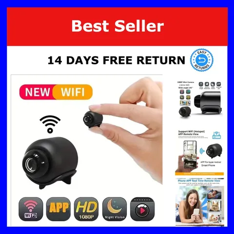 1080p Mini Security Camera WiFi Night Vision Motion Detection GEMODI