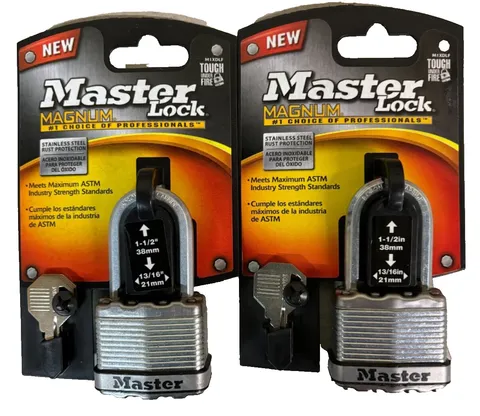 Master Lock M1XDLF Magnum Heavy Duty Padlock with Key, 2 Pack NEW