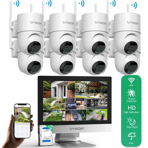 Wireless Wifi Security Camera System PTZ 12''Monitor 3MP PTZ Auto Track 1TB HDD