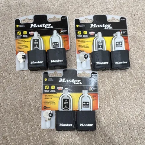 3 Master Lock Magnum Keyed Padlocks 2-Pack Matte Black Steel Weather Resistant