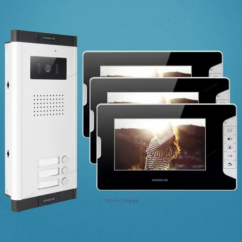 7" Wired Video Secure Doorbell Intercom with 3pcs Monitors for 3 Families