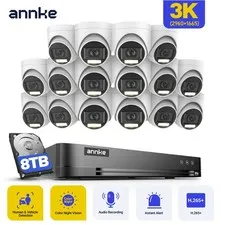ANNKE 16CH 4K DVR 5MP Audio Security Camera System AI Outdoor Color Night Vision