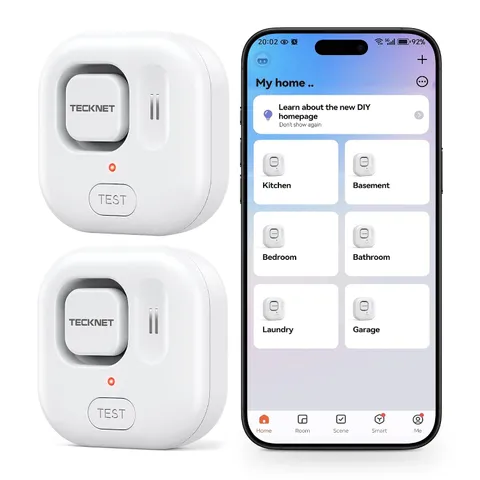 2 x WiFi Water Leak Detectors with APP Push & Sound Alarm Home Leak Detection