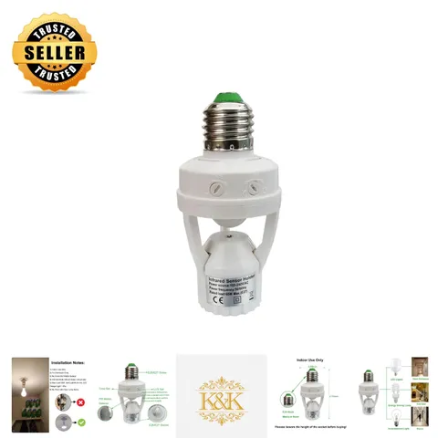 Smart Indoor Motion Sensor Light Socket - E26/E27 Adapter for Easy Installation