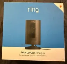 Ring Stick Up Cam Plug-in Wired Indoor/Outdoor Camera Black NEW