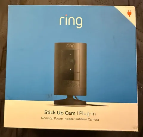 Ring Stick Up Cam Plug-in Wired Indoor/Outdoor Camera Black NEW
