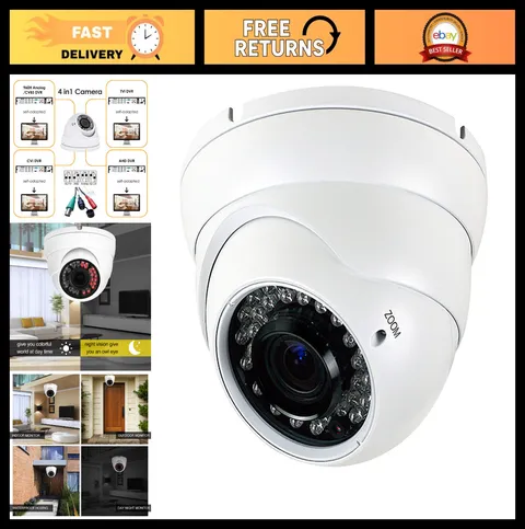 HD 1080P 4-in-1 Security Dome Camera, Outdoor Varifocal Lens, Weatherproof, IR N