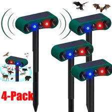 Solar Motion Sensor Alarm 2*130db Sound And Ultrasonic Animal Repeller For Farm