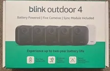 Blink Outdoor 4 (4th Gen) 5 Camera Battery Powered System w/ Sync module New!