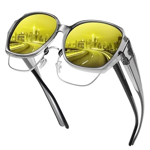 Night Vision Driving Glasses for 13 Transparent Grey Frame/Night Vision Lens