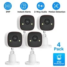 4-Pack Wireless 2.4G WiFi Security Camera System Smart Outdoor Night Vision 3MP