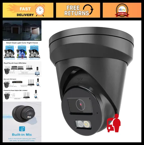 5MP PoE IP Security Camera - Outdoor Turret, Night Vision, Audio, WDR, IP67, 114