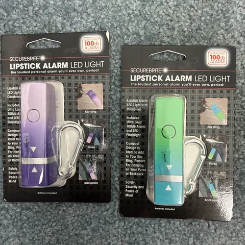 2 SECUREBRITE Lipstick Alarm w/LED Light & Loud Alarm NEW/NIP FREE SHIPPING
