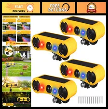 Solar Motion Sensor Alarm - 129dB Loud Noise Maker, 4 Modes Strobe Light, Animal