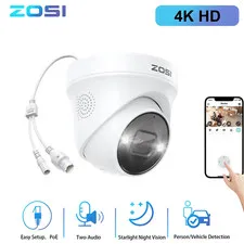 ZOSI 5MP/8MP PoE Security Outdoor IP Dome Camera Add on DIY Audio AI Detection