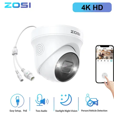 ZOSI 5MP/8MP PoE Security Outdoor IP Dome Camera Add on DIY Audio AI Detection