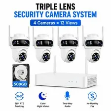 Wireless Security Camera System WiFi Outdoor Home CCTV Audio Alert 10CH NVR 500G