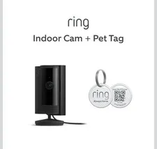 Ring Indoor Cam (2nd Gen), Black with Ring Pet Tag