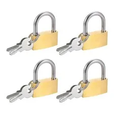 4Pcs Solid Brass Padlock with Key 1" Wide Body Small Locks Lock