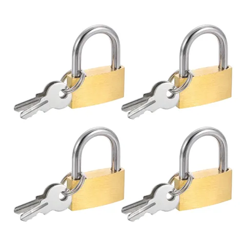 4Pcs Solid Brass Padlock with Key 1" Wide Body Small Locks Lock