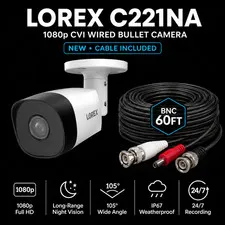 Lorex C221NA 1080p CVI Wired Bullet Security Camera Outdoor Only White/Black /
