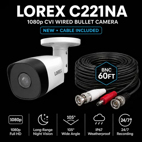 Lorex C221NA 1080p CVI Wired Bullet Security Camera Outdoor Only White/Black /