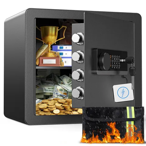 1.4 cu ft Security Safe Box Electronic Lock, Fireproof Waterproof Bag, Black Ste