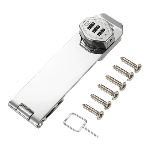 Keyless Cabinet Combination Lock 6" 3-Digit Password Hasp Lock Silver