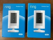 2 x Ring Stick Up Cam Outdoor Wireless Security Camera Battery - White