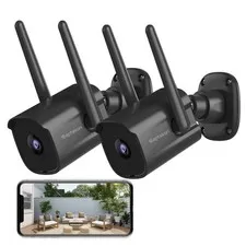 Septekon Security Camera Outdoor 2 Pack, 2.4G Wired WiFi Cameras for Home Sec...