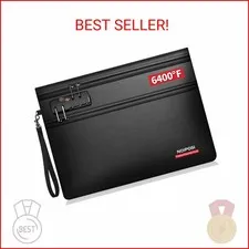 Noiposi 6400℉ Fireproof Money Bag with Lock,Dual-Zip Compartments Fireproof Docu