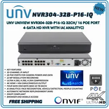 UNV Uniview NVR304-32B-P16-IQ 32CH/ 16 POE PORT 4-SATA HD NVR with IA (NO HDD)