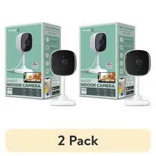 2 pack Merkury Smart Indoor Camera 1080p - Wi-Fi Security Cam with Night Visio