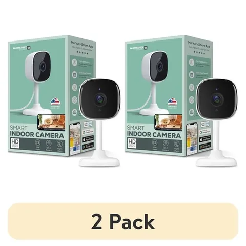 2 pack Merkury Smart Indoor Camera 1080p - Wi-Fi Security Cam with Night Visio