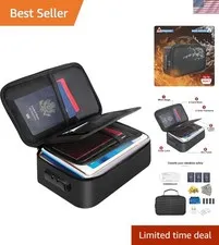 Elegant Small Fireproof Storage Case with Lock - Travel Wallet Organizer 9"x5.3"