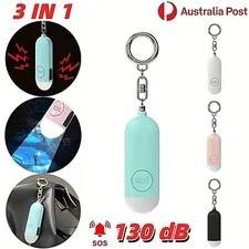 3IN1 Personal Alarm Safety Keychain Flashlight Self Defense Security Emergency
