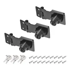 3Pcs 2.5Inch Keyed Hasp Locks Twist Knob Locking Keyed Different, Black