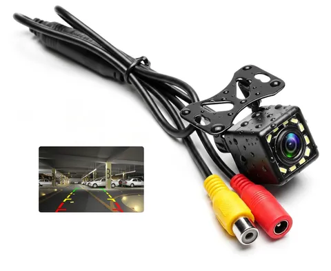 Car Backup Camera Rear View 12-LED Night Vision Waterproof black