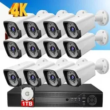 Camaras De Seguridad Exterior 4K CCTV Para Casa Oficina Vision Nocturna Opt 1TB