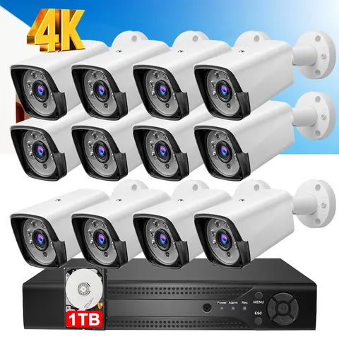 Camaras De Seguridad Exterior 4K CCTV Para Casa Oficina Vision Nocturna Opt 1TB