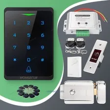 HOMSECUR Electric Rim Lock Power Exit Button Door Gate Access Control System Kit