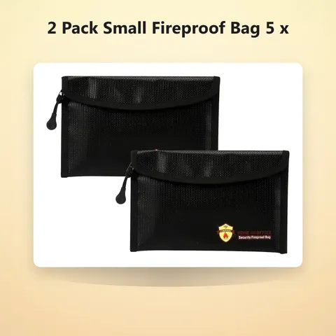 2 Pack Small Fireproof Bag 5 x 8 inches, Non-Itchy Fireproof Wallet Bag for V...