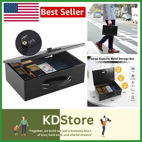 Heavy-Duty Fireproof and Dual Lock Safe Box for Documents