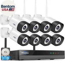 5MP Outdoor Wifi Security Camera System, 16CH 8 Cam Kit, 2-Way Audio, Color Nigh