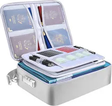 Fireproof Document Box with Lock, Portable Fireproof Document Bag Waterproof Fir