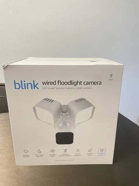 Blink - Outdoor Wired 1080p Security Camera with Floodlight - White