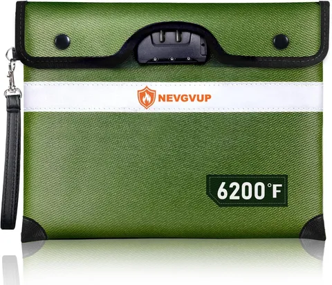 Upgraded 6200°F Fireproof Document Bag with Lock, Fire Proof Money Bag for Cash