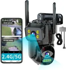 Dual Lens WiFi Security Camera Outdoor PTZ Auto Tracking Home Surveillance Night